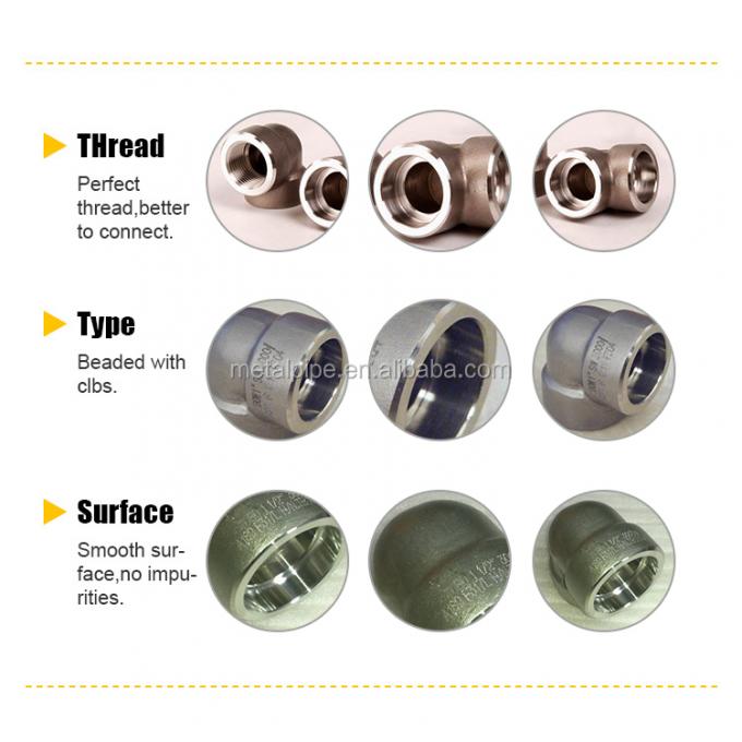 Pipe fitting 45 graden SW/TH 3000LB ASTM A182 F316L ASME B16.11 roestvrij staal 3/4 draad 1