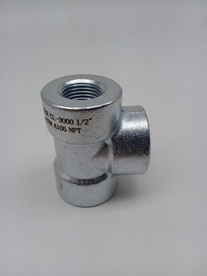 Tee 1/2'' 1/4" Female NPT Threaded Female Forged 3000 Class Malleable SS Iron Pipe Fittings